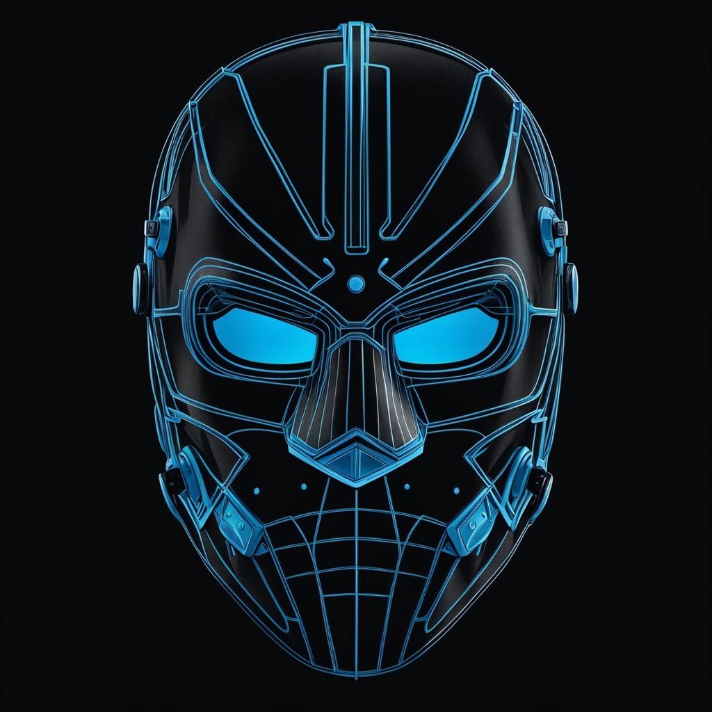 Icy Hockey Mask Portrait in Minimalist Line Art