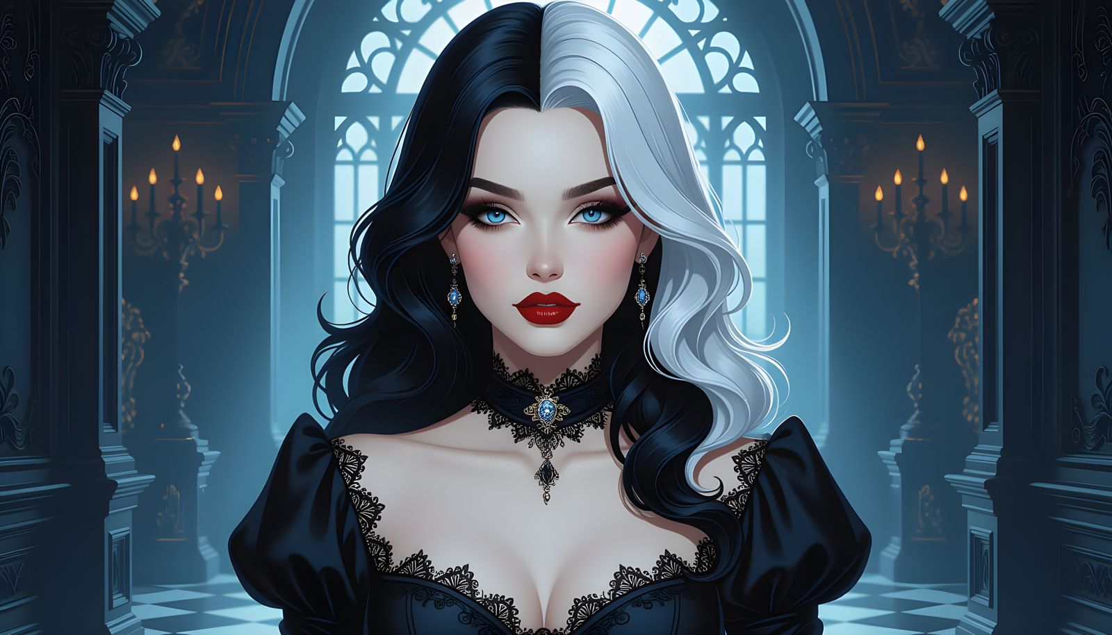 Gothic Woman Portrait in Victorian Mansion