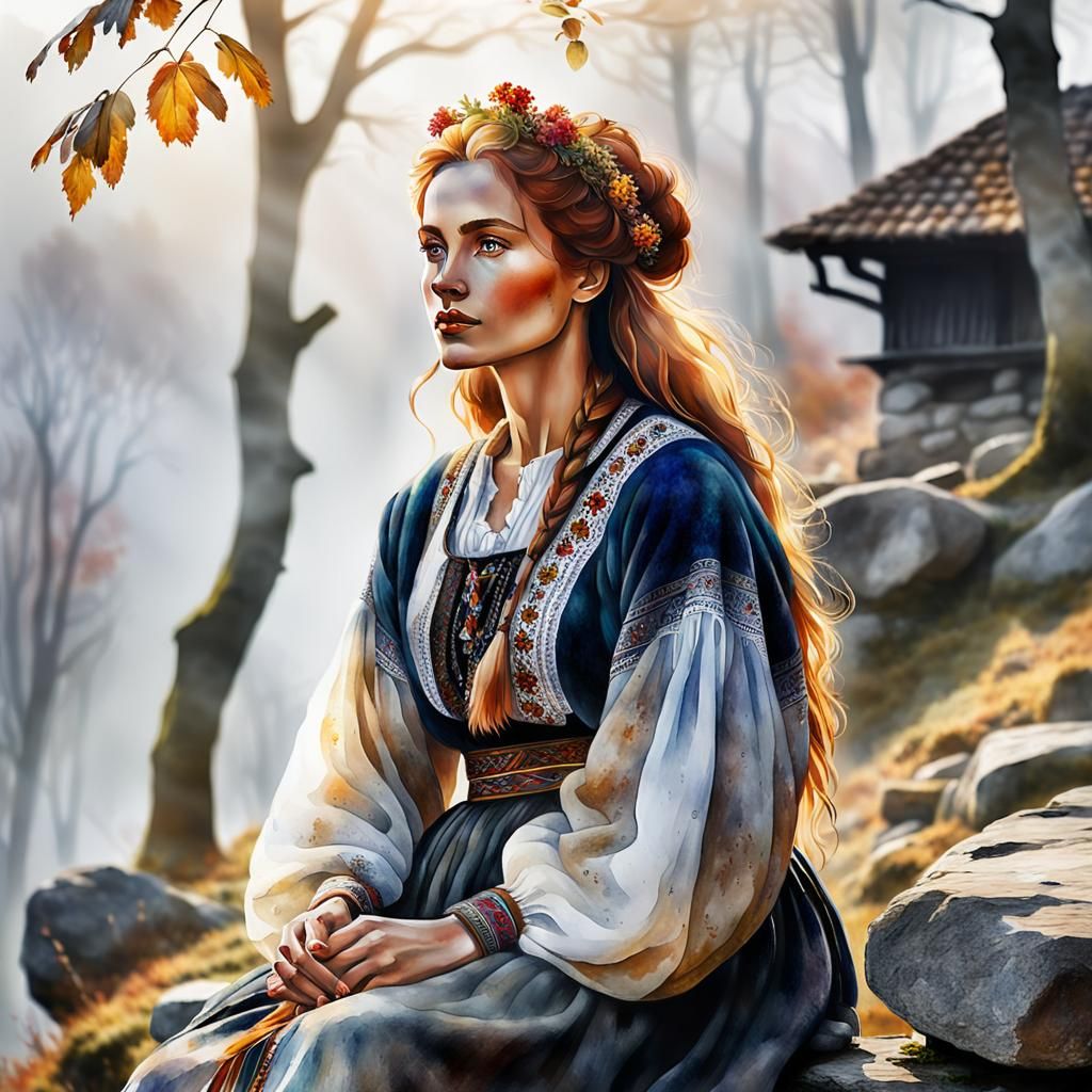 Autumn Romanian strawhaired woman