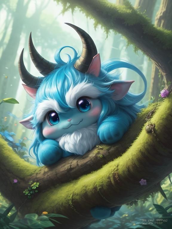 Kawaii Chibi Fantasy Creature in Anime Style