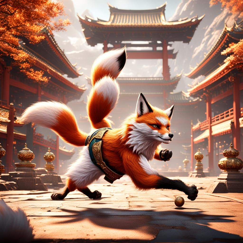 Karate-Kid Fox Club Defends in Detailed Matte Painting