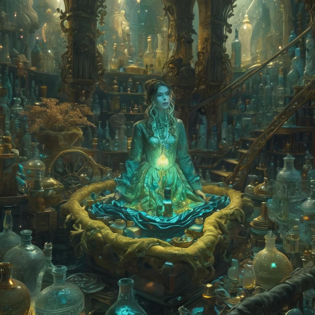 Mystical Shop: Surrealist Digital Art of a Woman