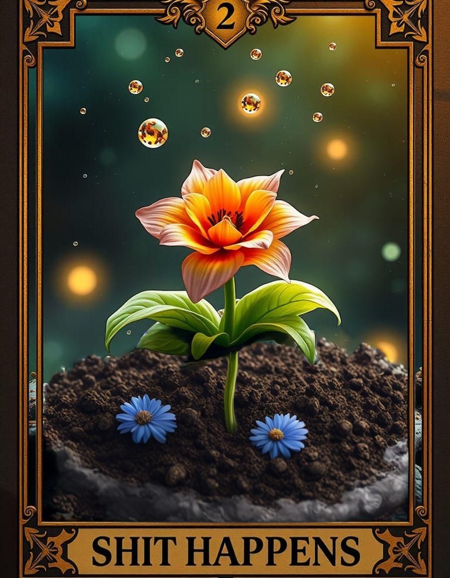 Tarot Card: Flower Blooms From Cow Dung