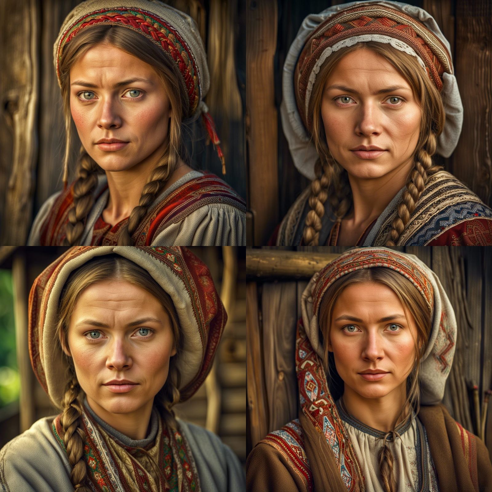 Eurasian Village Woman Portrait in Hyperrealistic Style