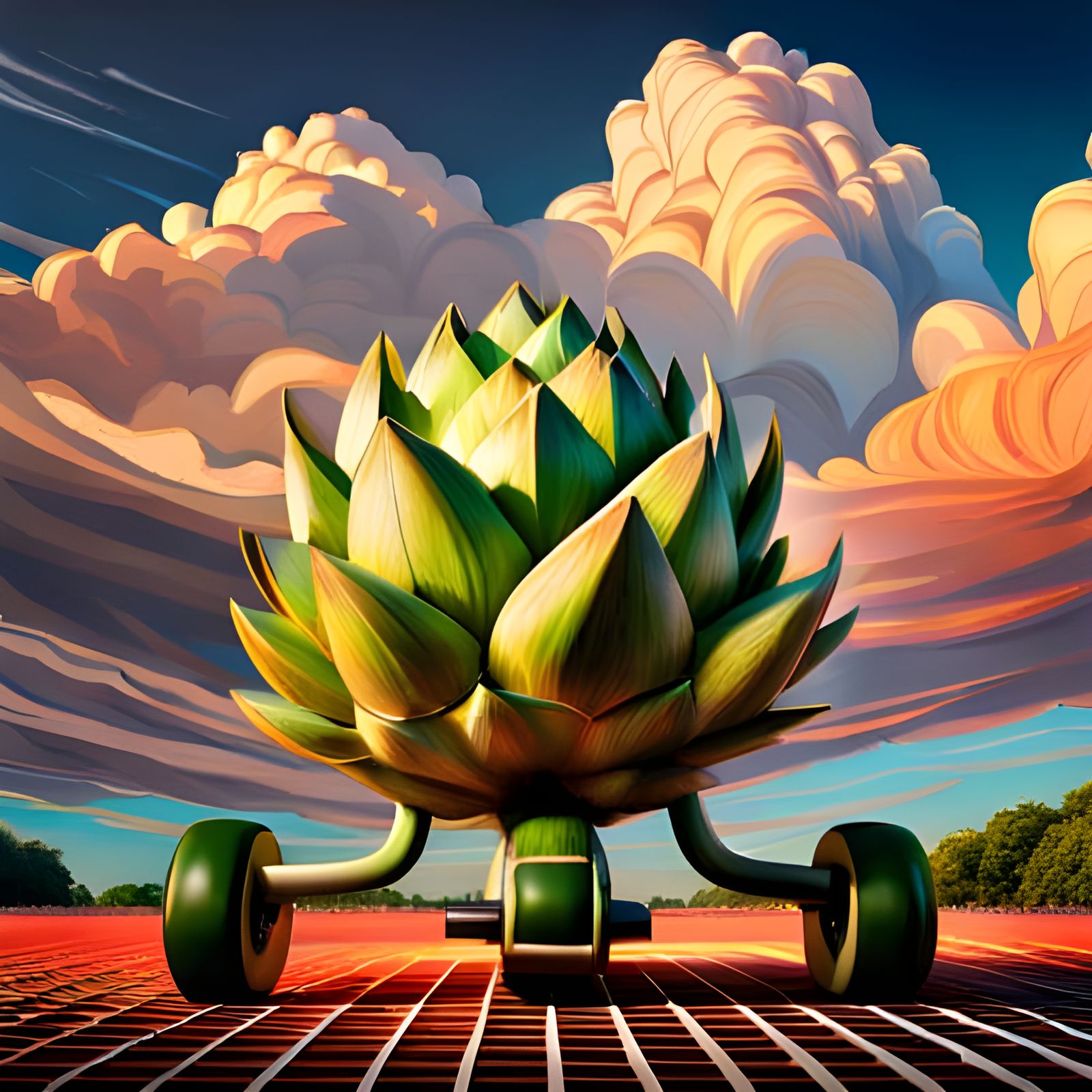 Giant Striped Artichoke on Roller-Skates