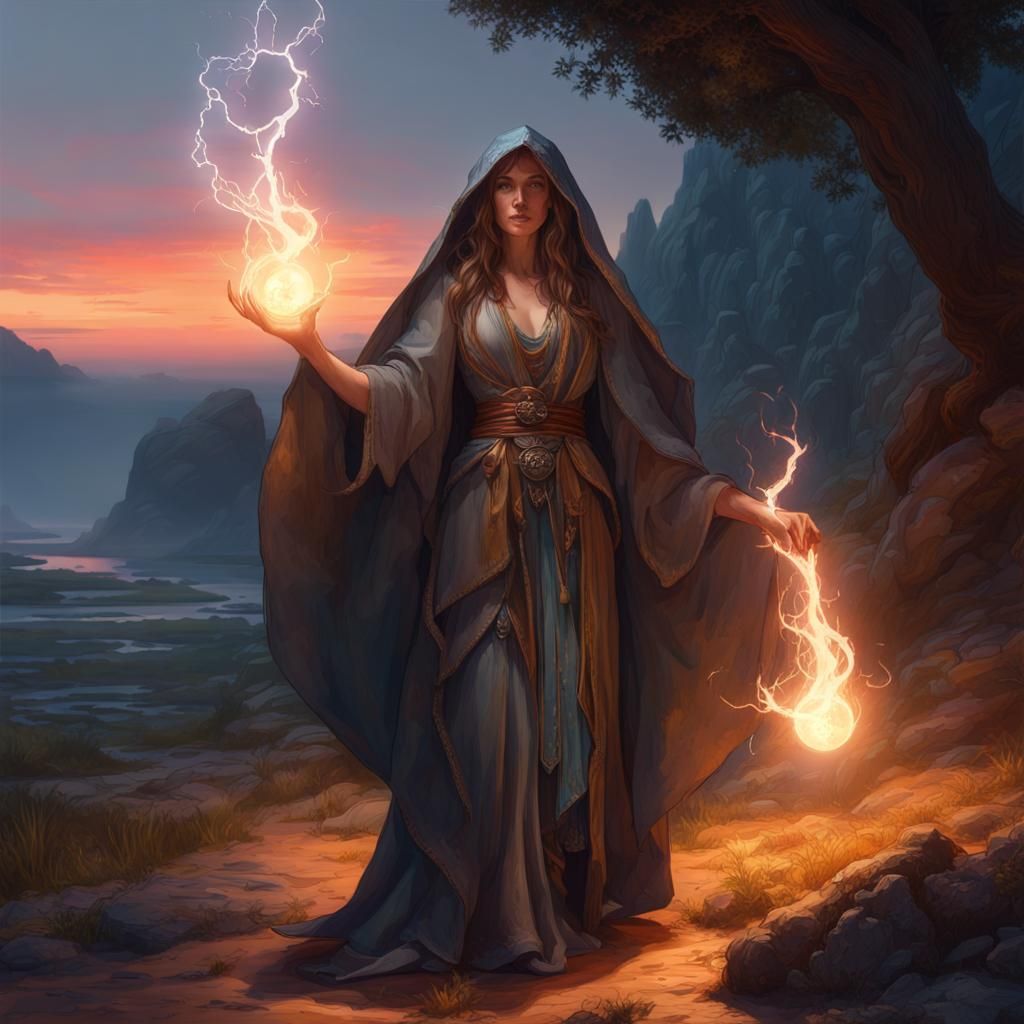 Dark Sorcerer's Incantation in Watercolor Style