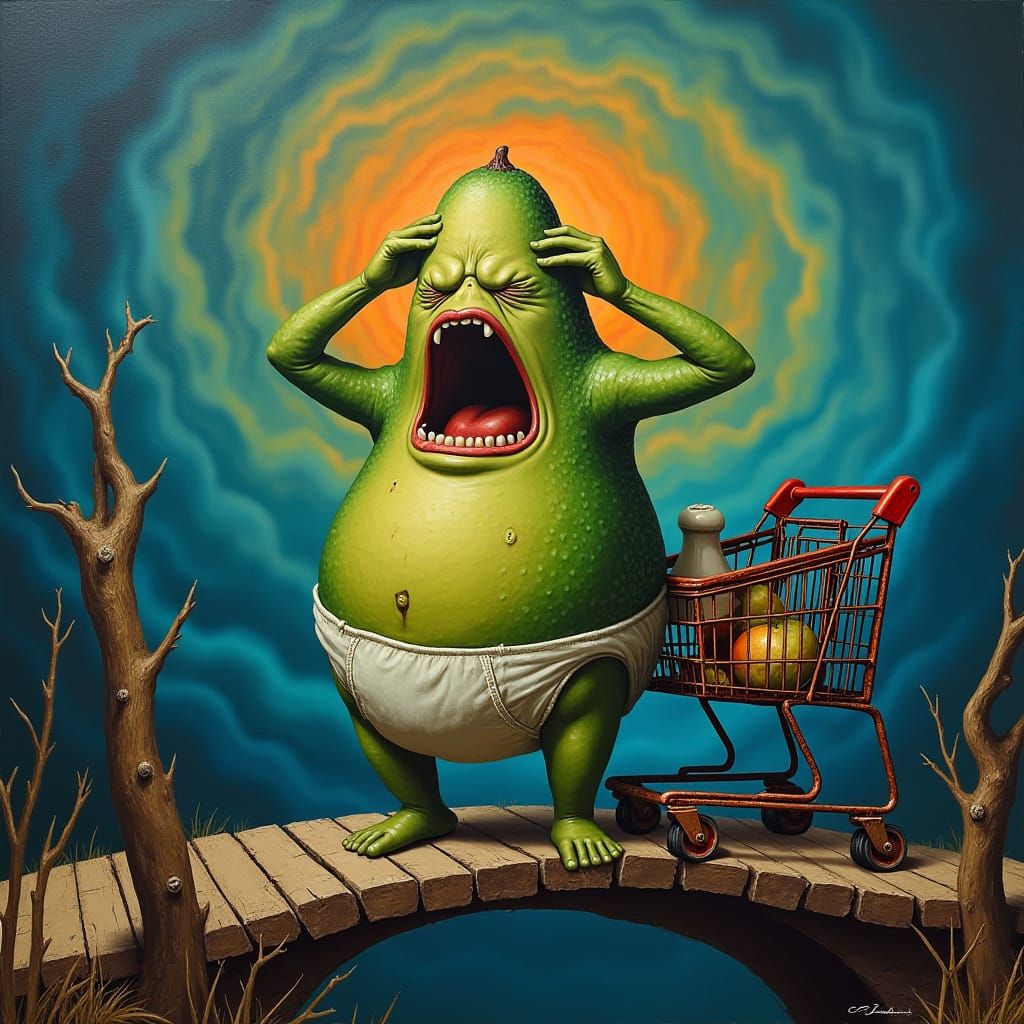 Distressed Avocado's Silent Scream: Maximalist Expressionism