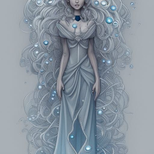 Anime Water Goddess Portrait by Makoto Shinkai