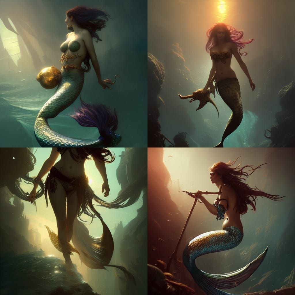 Mermaid Pirate in Dark Fantasy Style