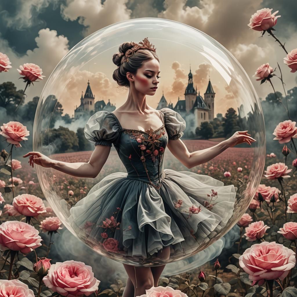 Smokey Ballerina in Glass Orb: Digital Pop Art