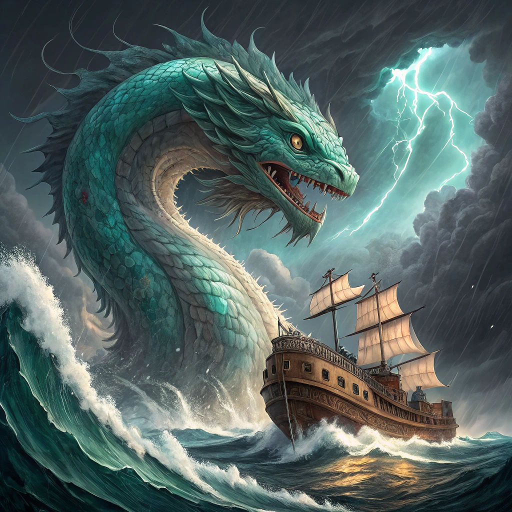 Sea Serpent Attack on Pirate Ship