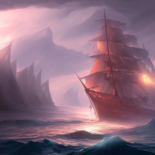 Fantastical Ship Sailing on the Seven Seas