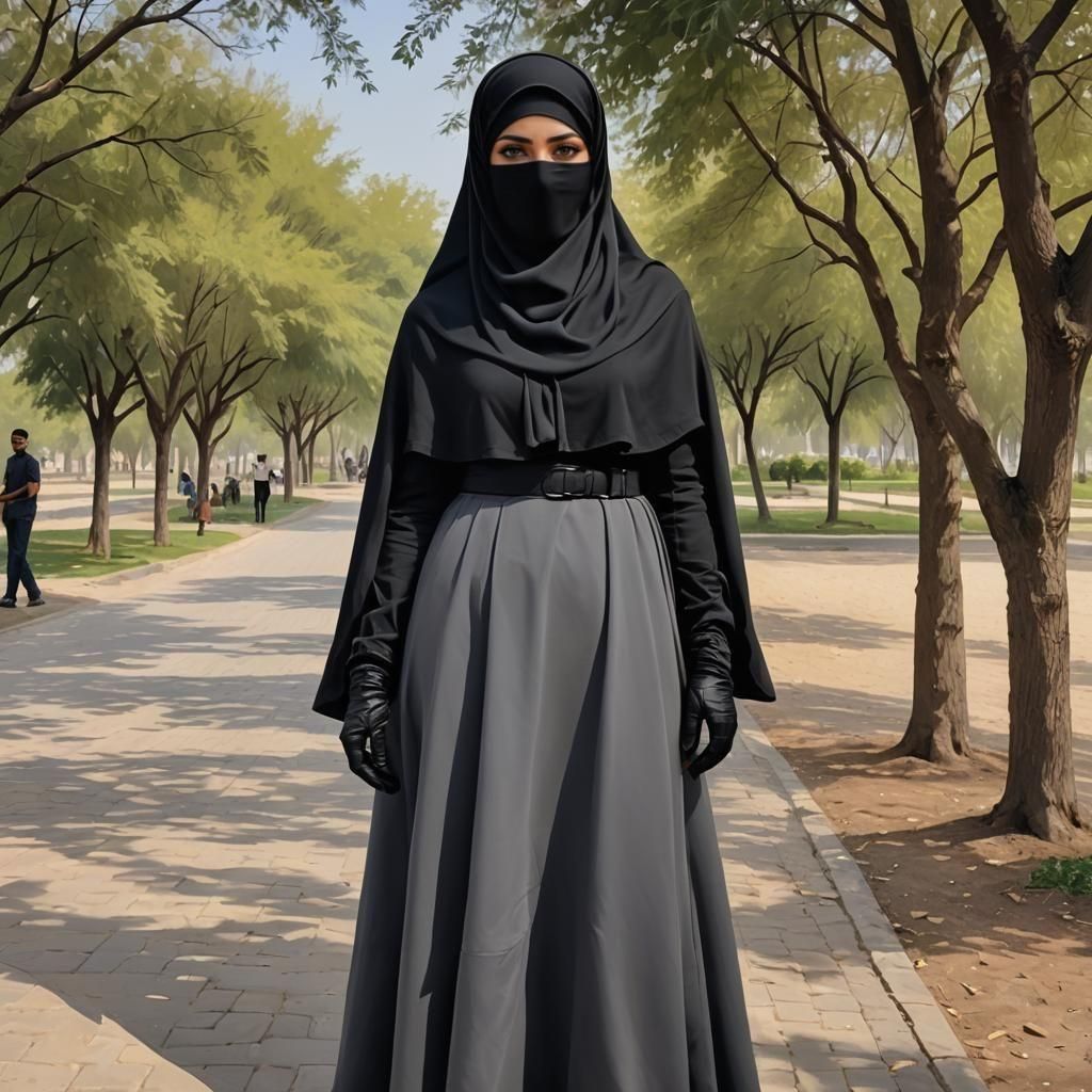 Beautiful Niqabi Woman Portrait in Oil Painting Style