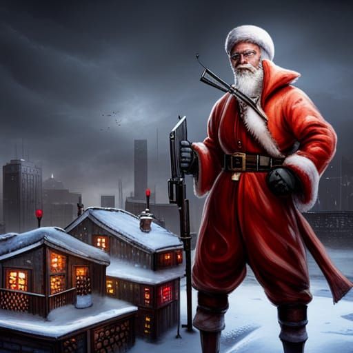 Macabre Santa Claus Sets Up Sniper Rifle