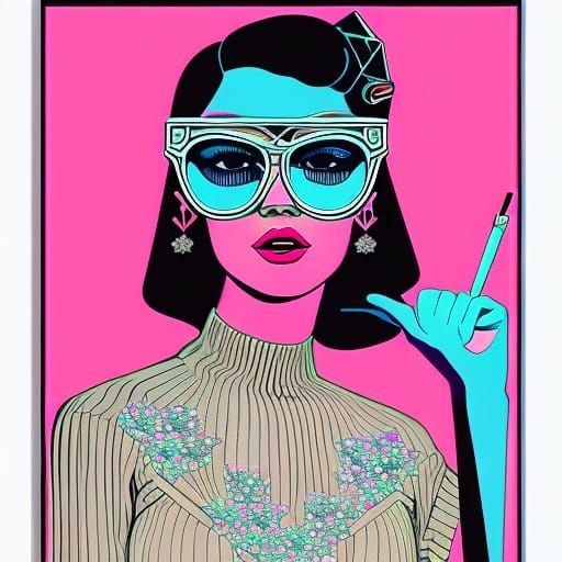 80s Nerd Girl at Prom: Retro Vaporwave Art