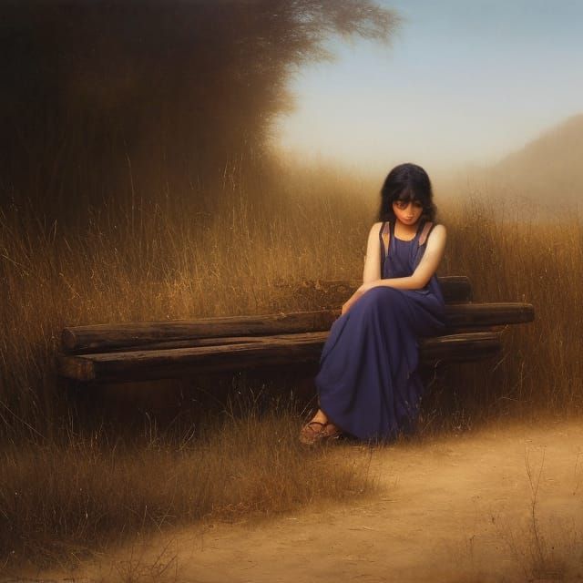 Lonely Figure in Desolate Landscape: Digital Painting