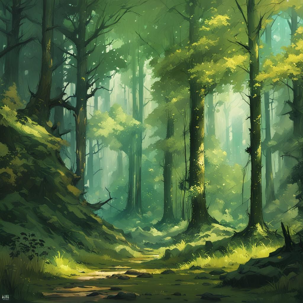 Lush Summer Forest Landscape in Hyper Detailed Style