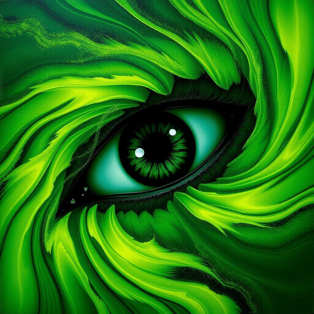 Abstract Green Eye Design in Abstract Expressionist Style