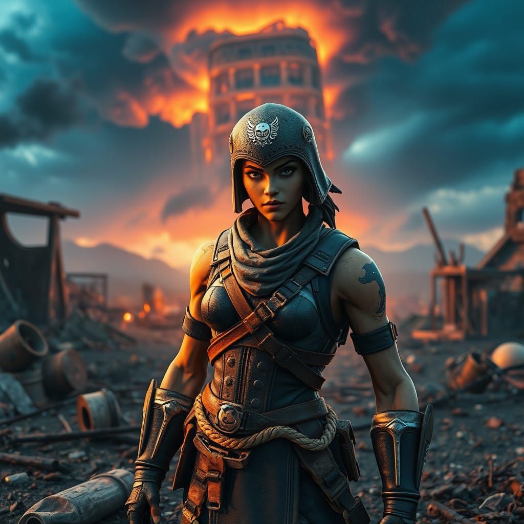 Fortnite's Renegade Raider in Epic Post-Apocalyptic Landscap...
