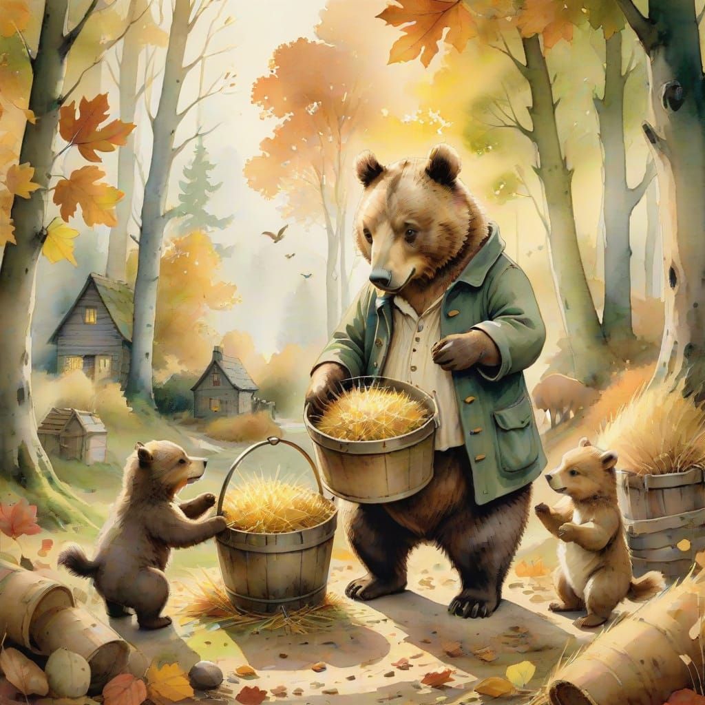 Papa Bear Feeds Horses with Help from Adorable Bear Cubs in ...