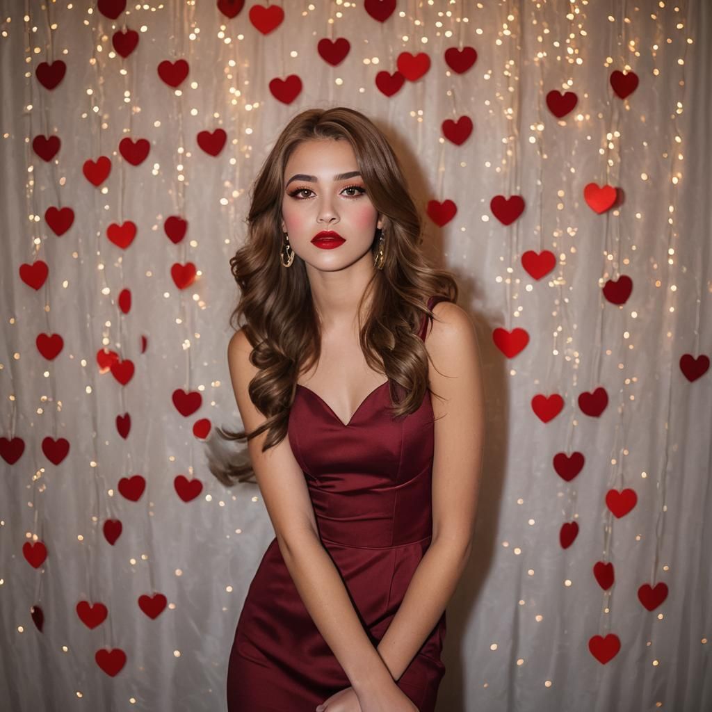 Teenage Girl in Red Dress at Party