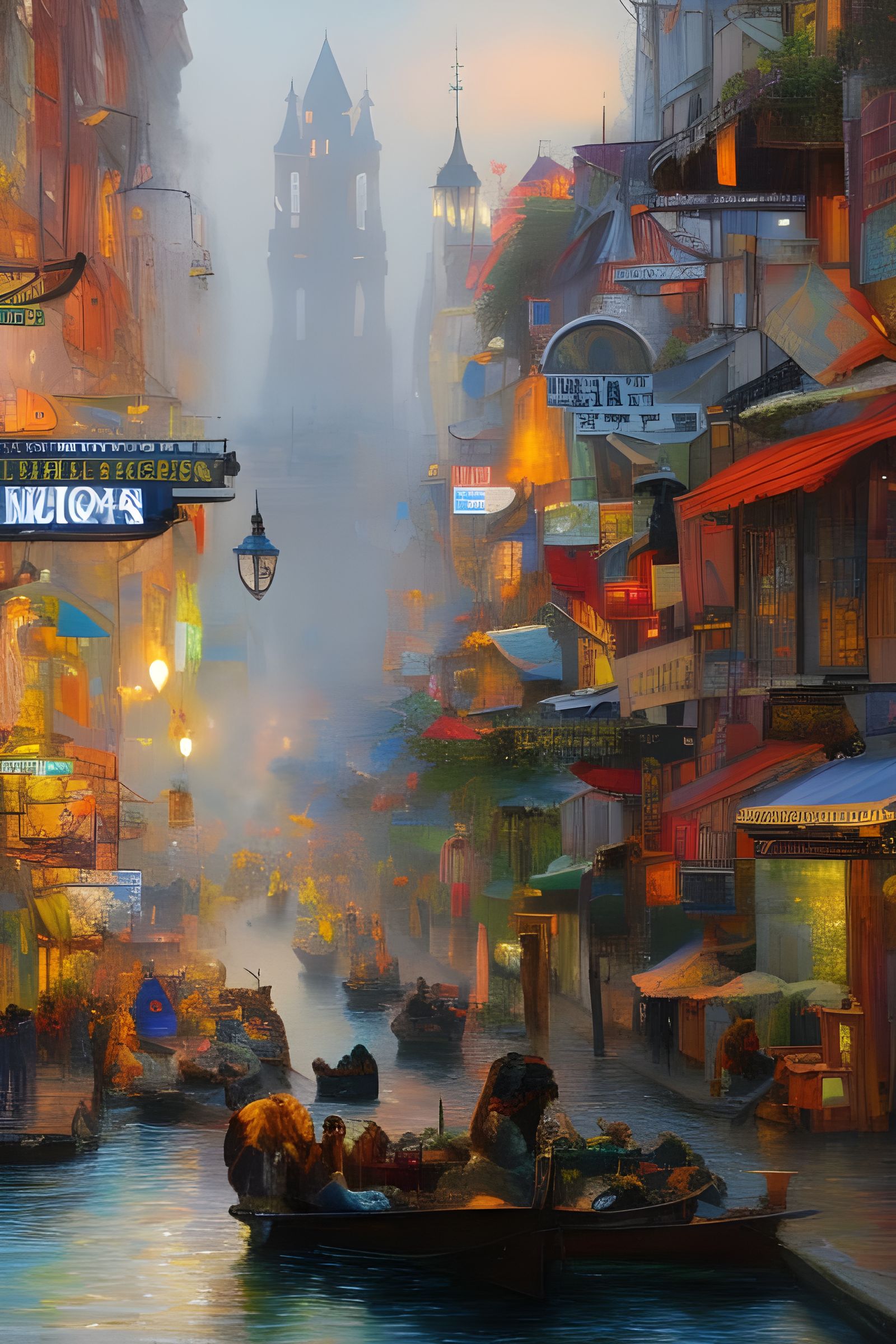 Abstract Surreal Landscape with Magical Particles