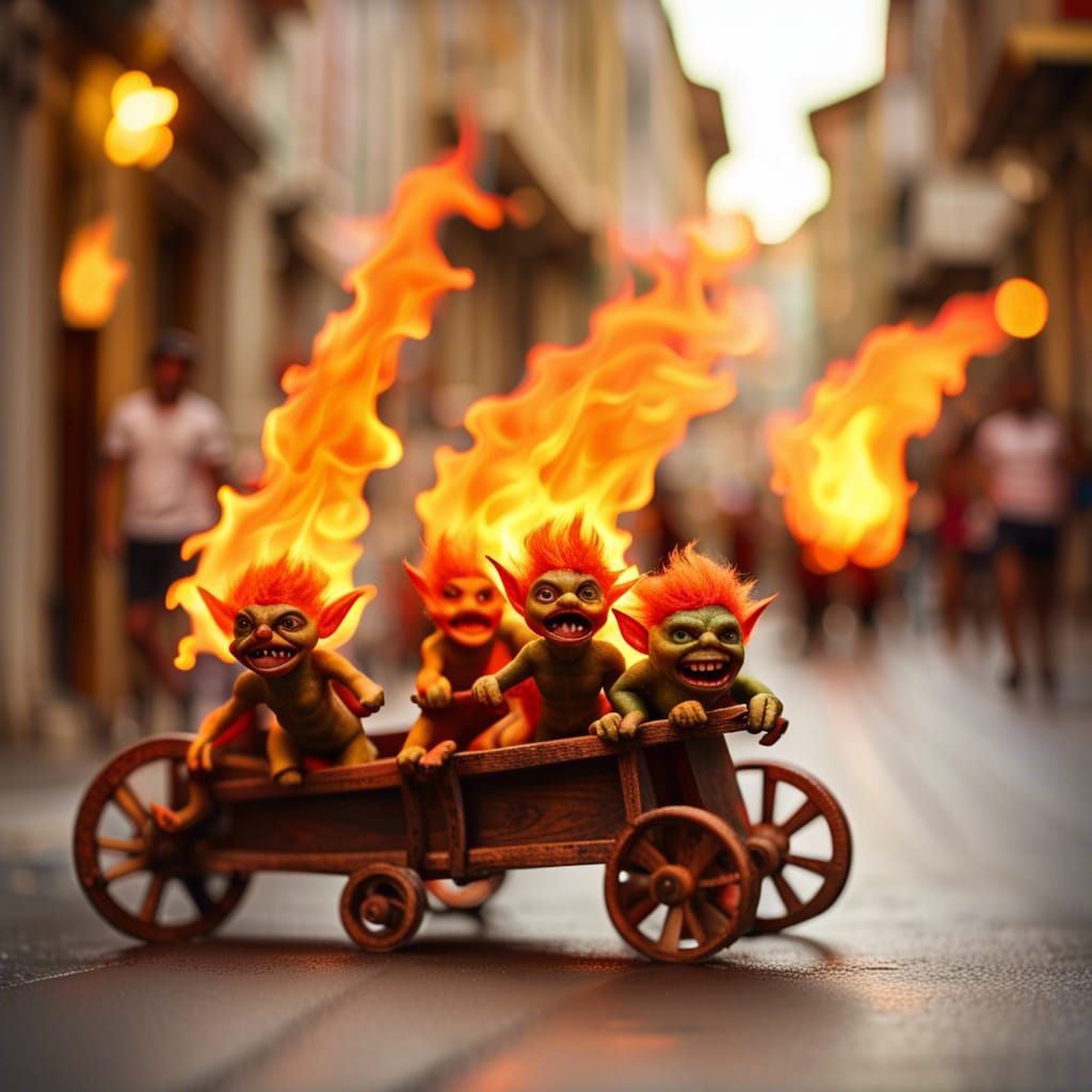 Goblins Ride Flaming Chariot in Greece