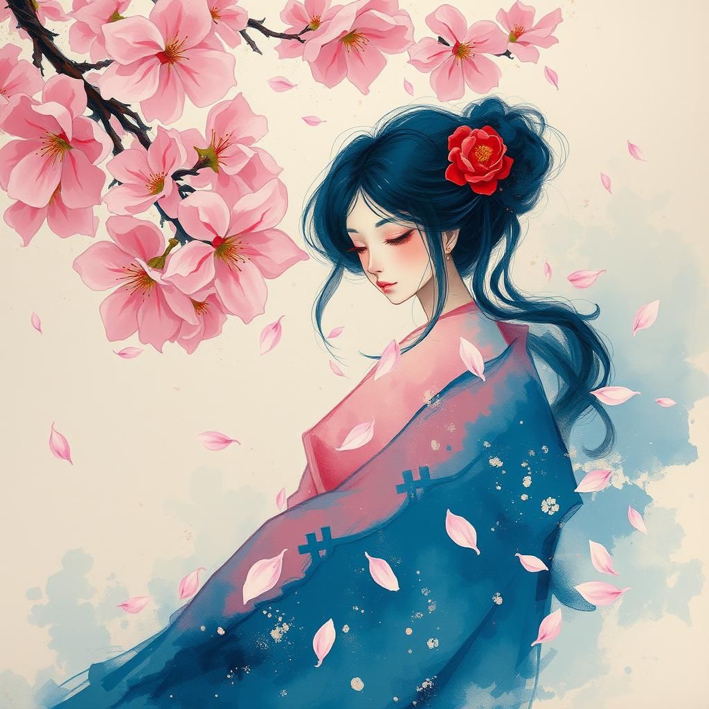 Sakura Personified in Abstract Deciduous Artwork