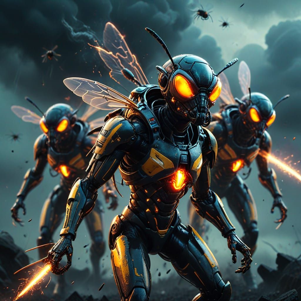 Weaponized Wasps Soar in Sci-Fi Concept Art