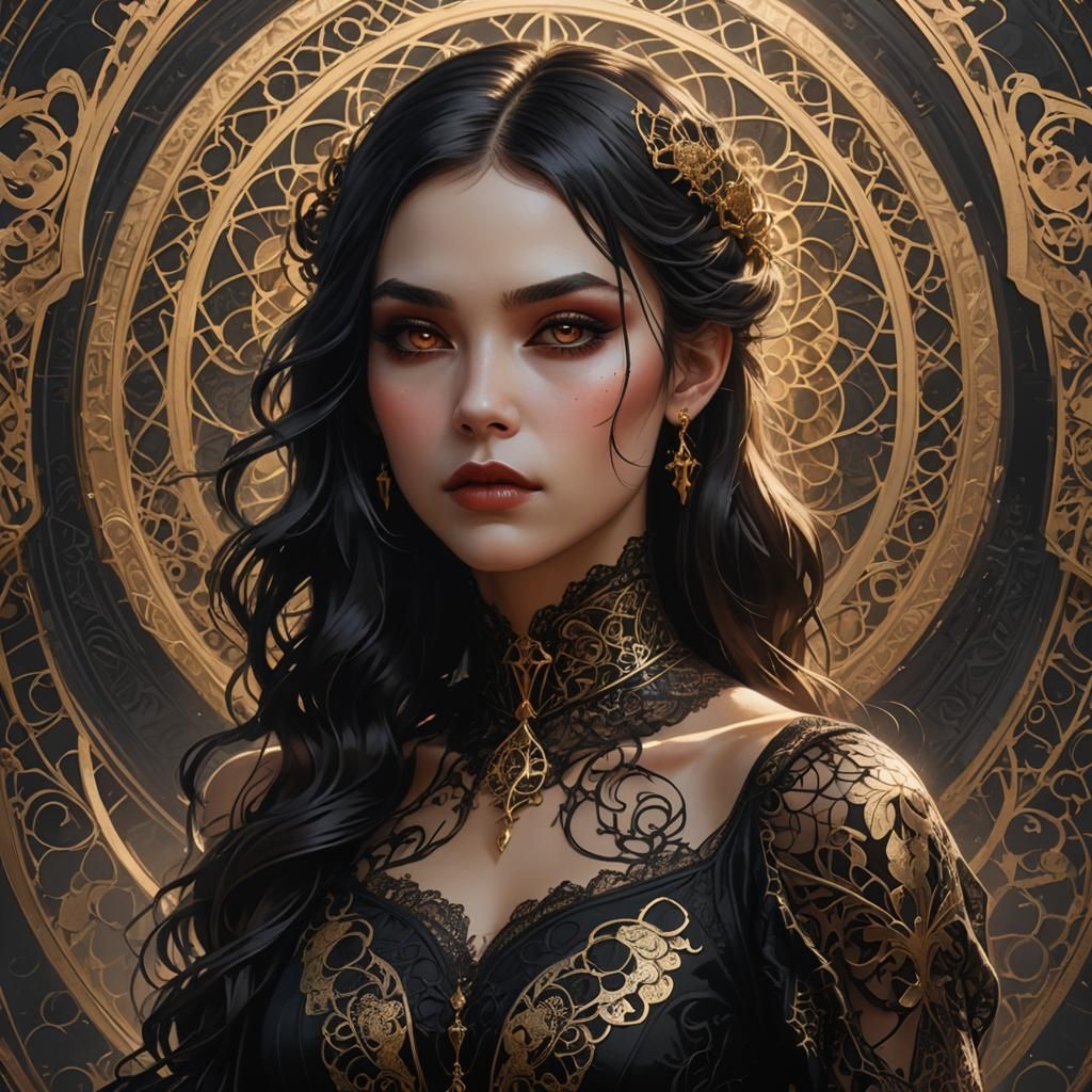 Vampire Girl Portrait in Gothic Concept Art Style