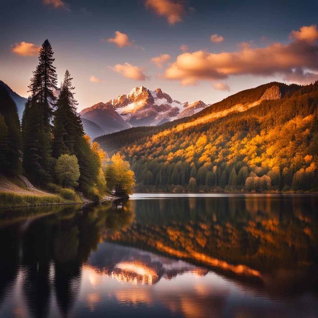 Sunset Mountain Lake: Professional Photography