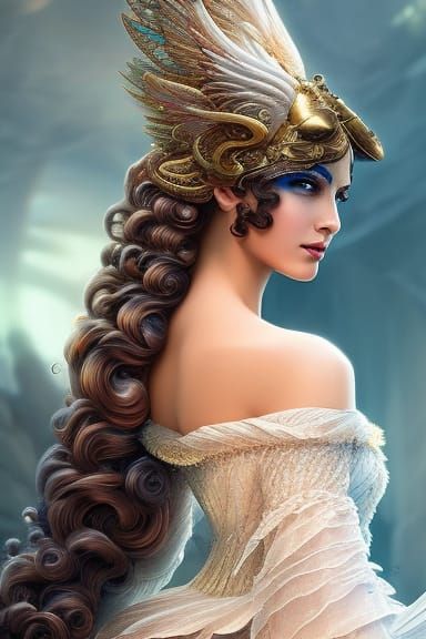 Heavenly Angel Portrait with Intricate Wings