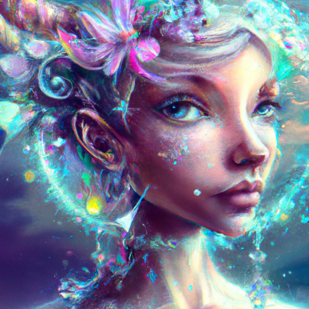 Woman with Flower: Cyberpunk Digital Art