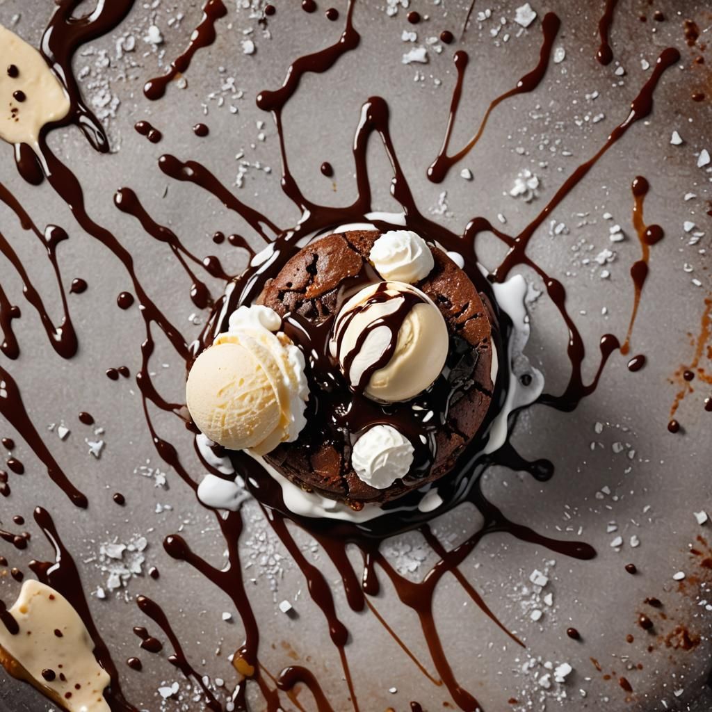 Delicious Chocolate Brownie Sundae in Macro Shot