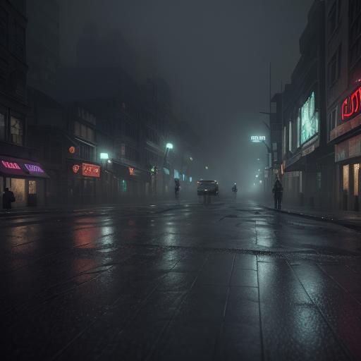 Dark Foggy City Street with 3D Cinematic Feel