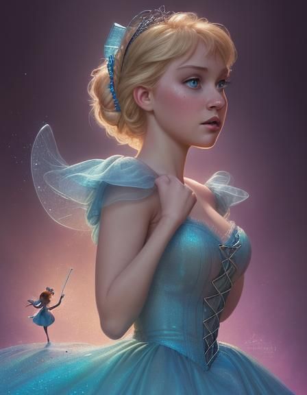Cinderella and Tinkerbell in Dark Disney Style