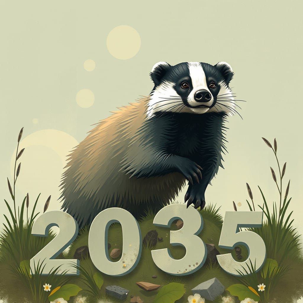 Futuristic Landscape of Badgers Governing a Post-Apocalyptic...