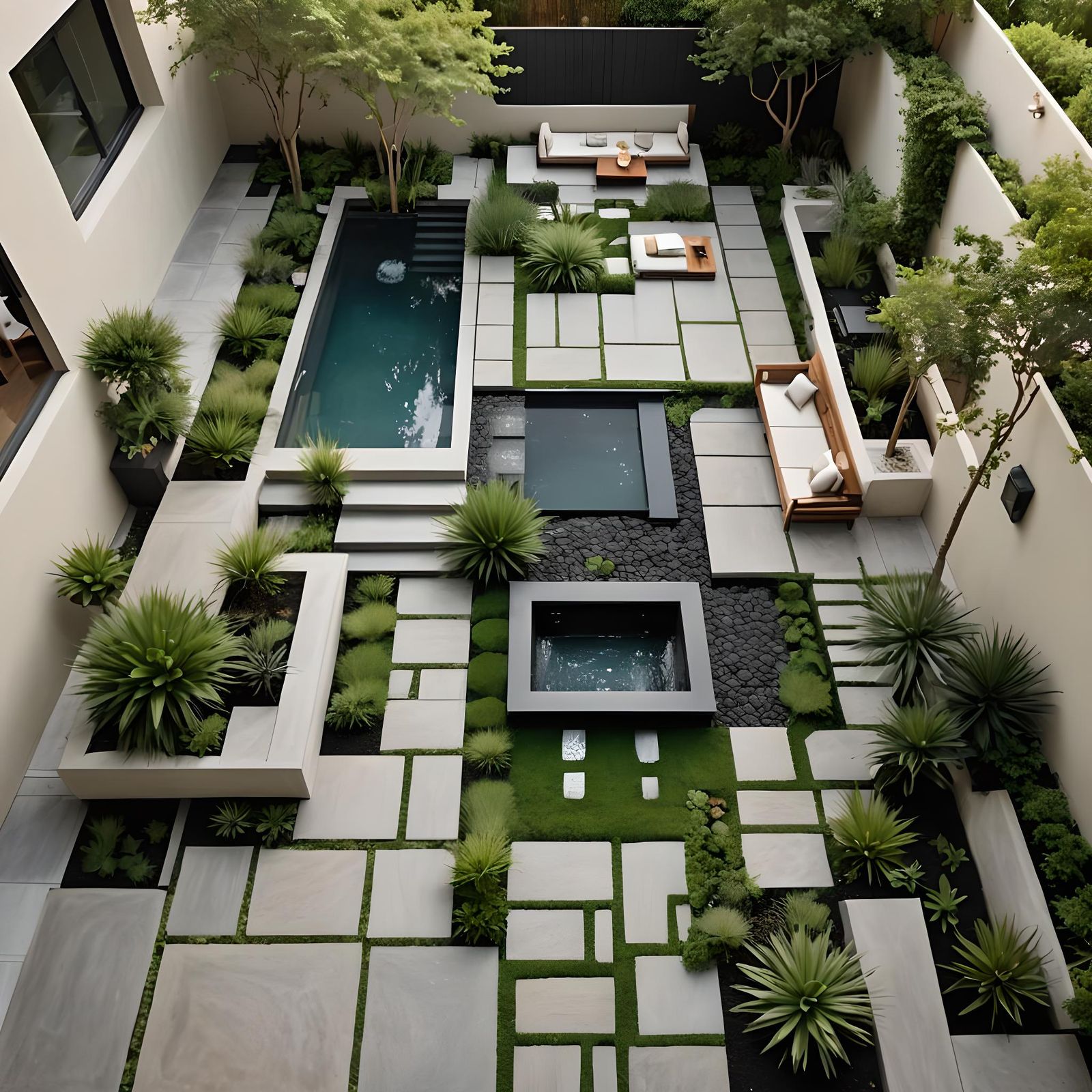 Elegant Modern Backyard Villa Garden Design