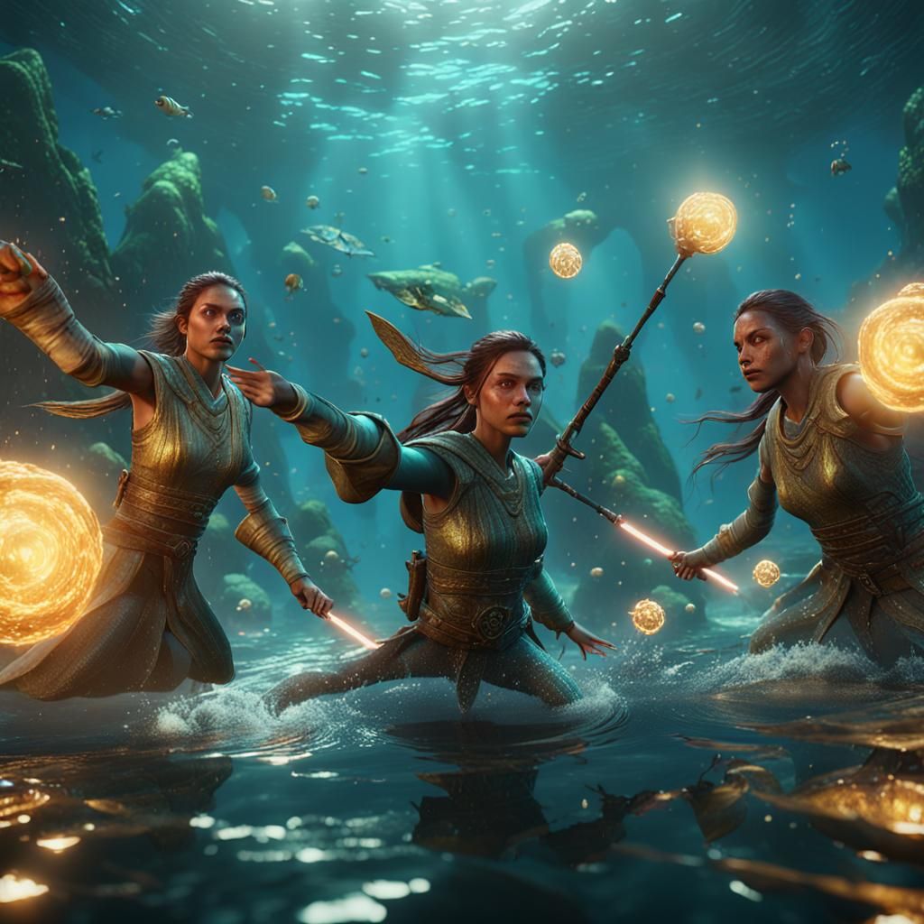Jedi Mermaids Attack: 3D Game Cinematic Scene