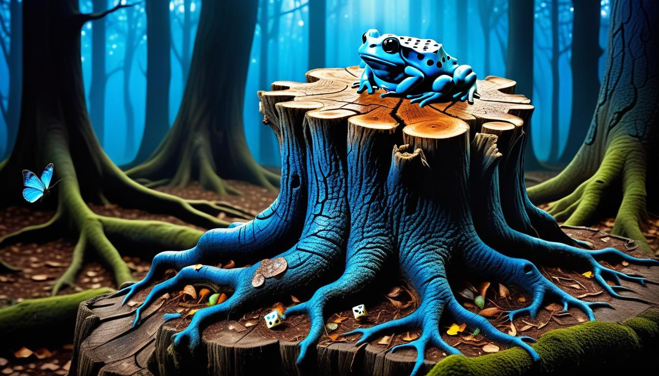 Surreal Toad-Stump in Ethereal Forest, in Surrealist Style