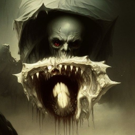 Horrific Demon Face with Teeth Eyes