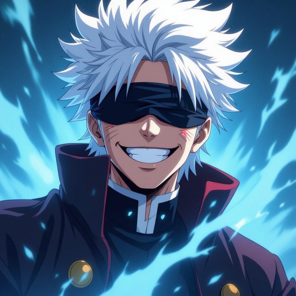 Satoru Gojo Confident Anime Style With Blue Energy