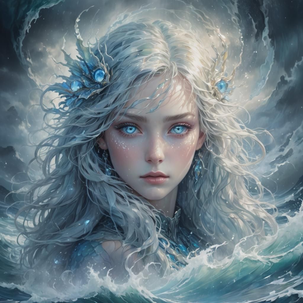 Magical Seascape Reflected in Light Blue Eye