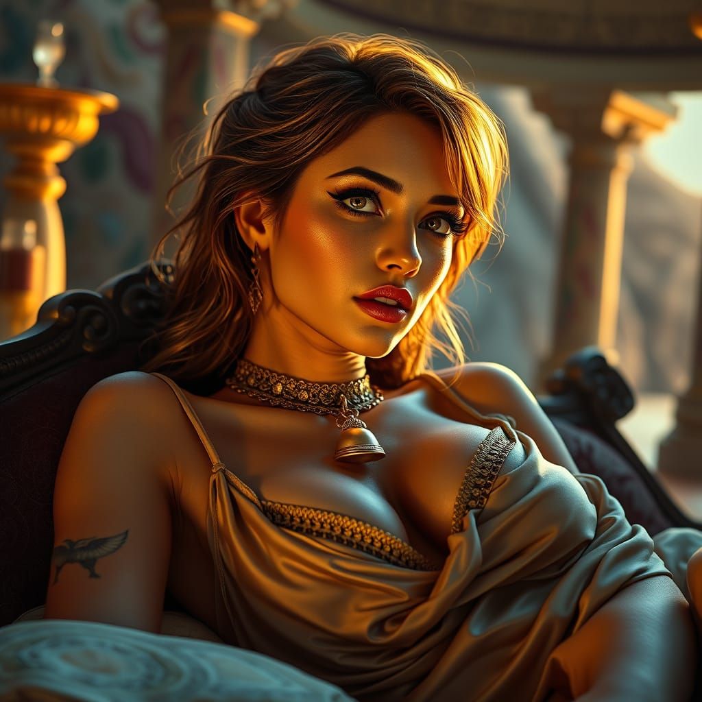 Elegant Gorean Goddess in Vibrant, Fantastical Realm