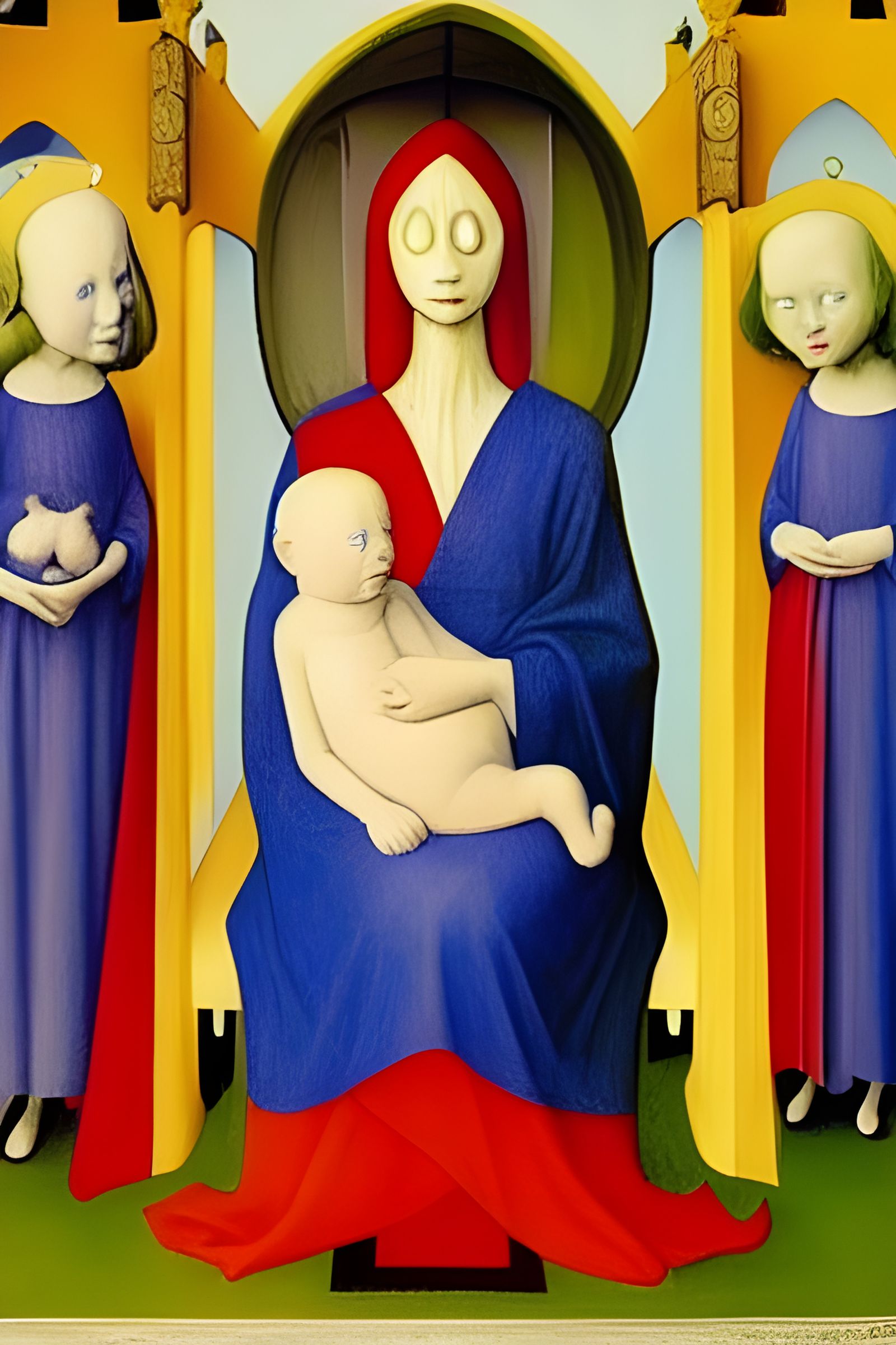 Queen Mother and Child: Gothic Oil Painting