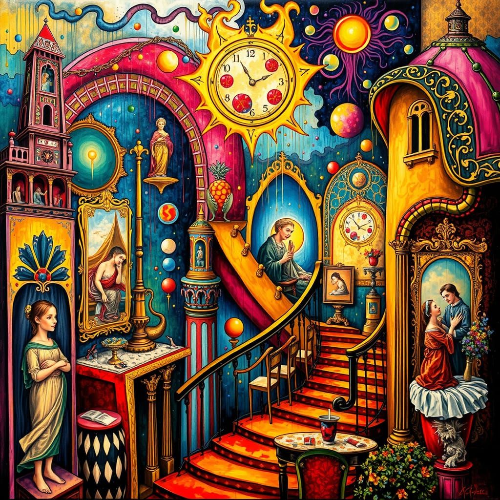 Surreal Pop-Art Fusion in Abstract Expressionist Style