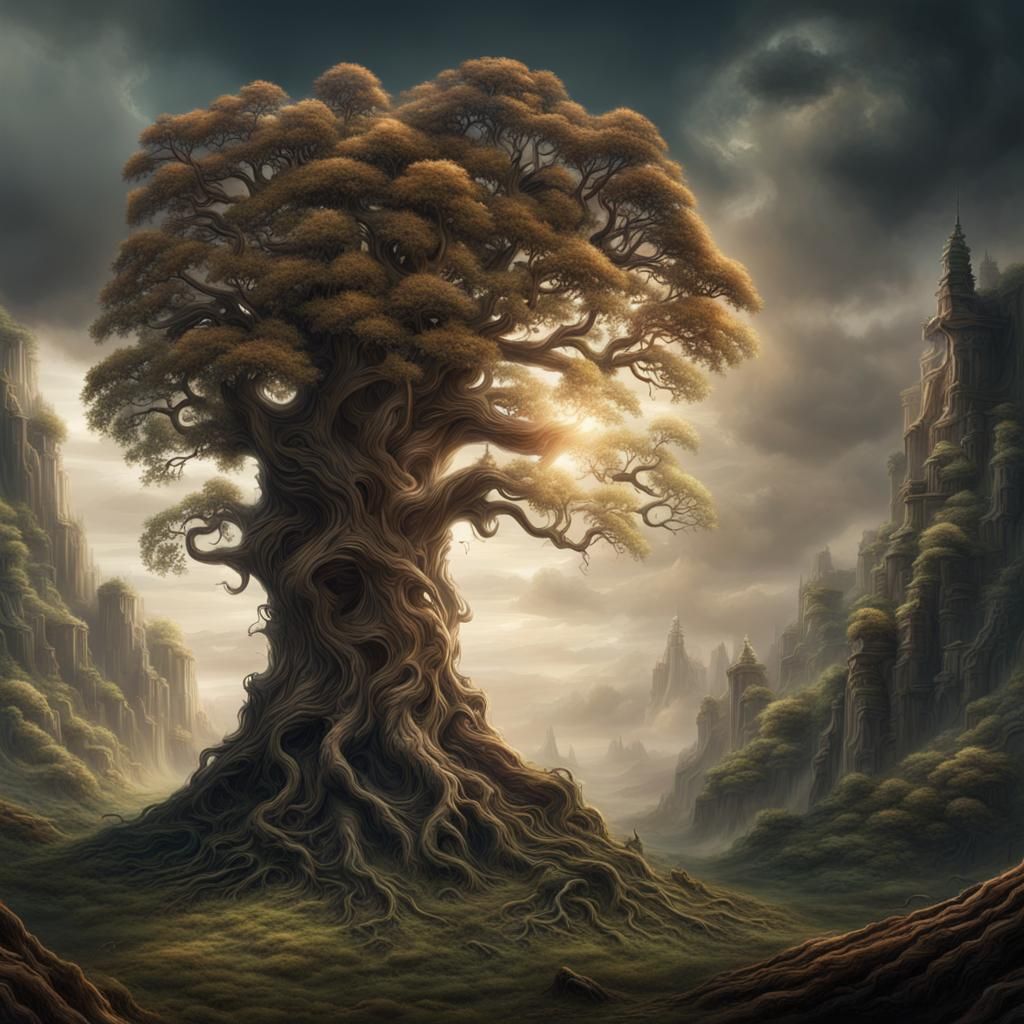 Epic Tree Ent in Digital Matte Painting Style