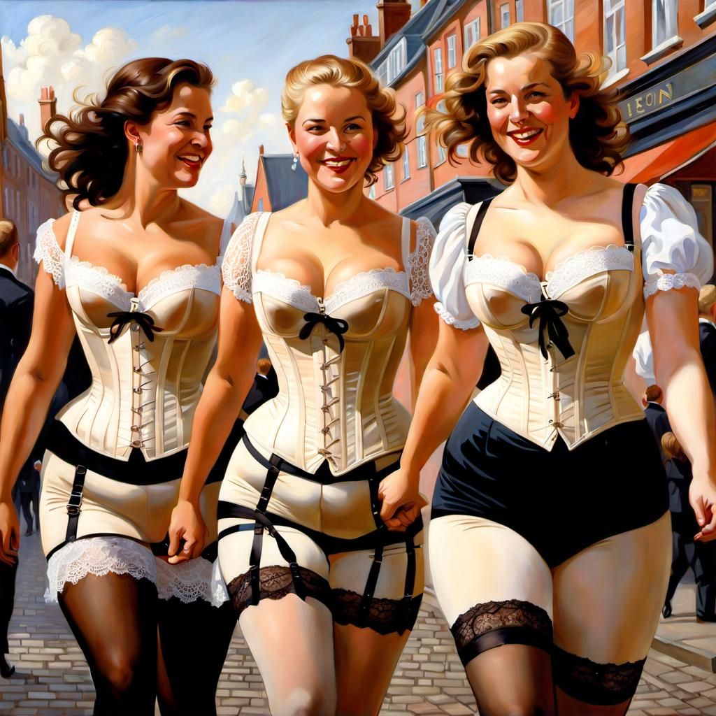Historical Oil Painting of Danish Women in Copenhagen