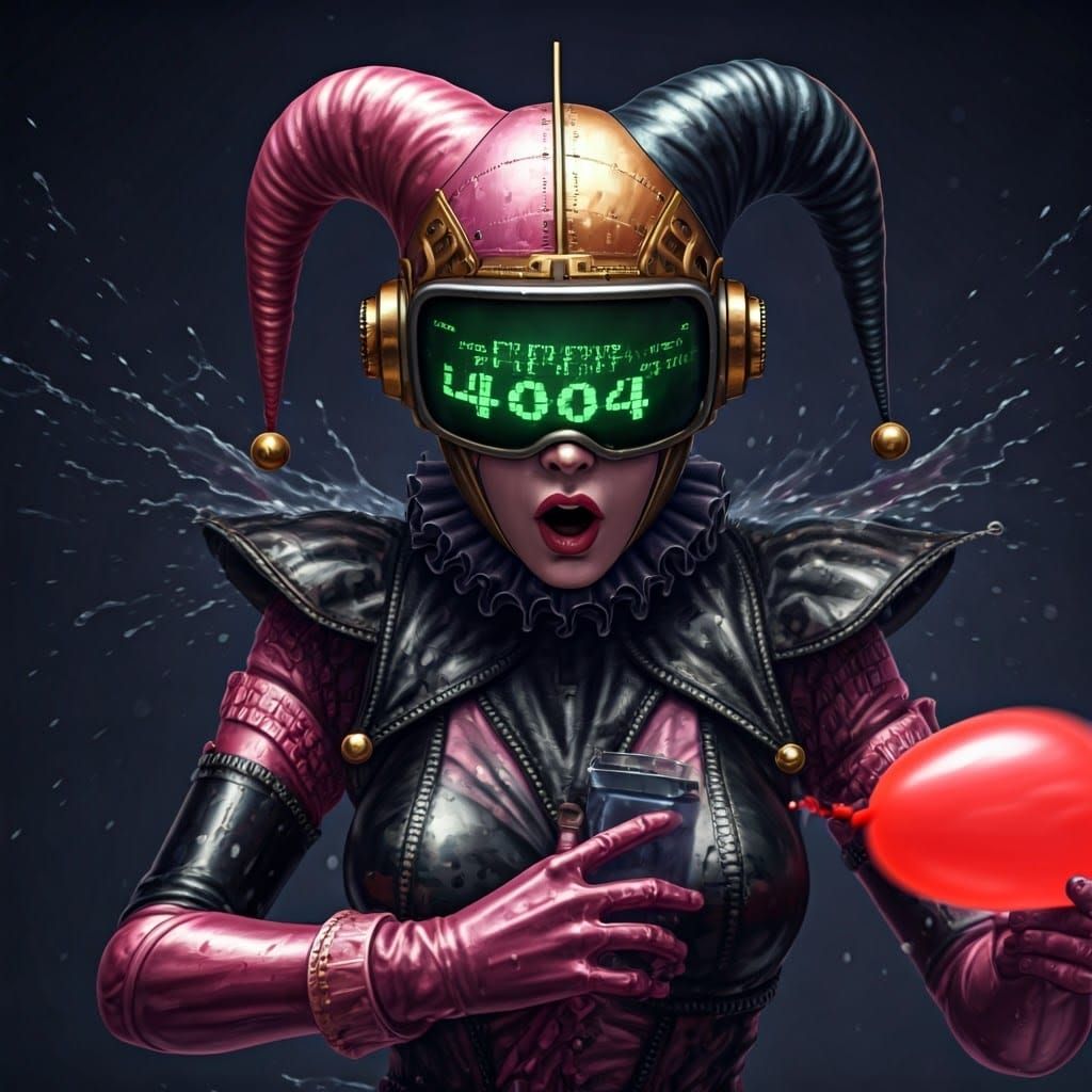 Retrofuturistic Cyborg in Water Balloon Fight