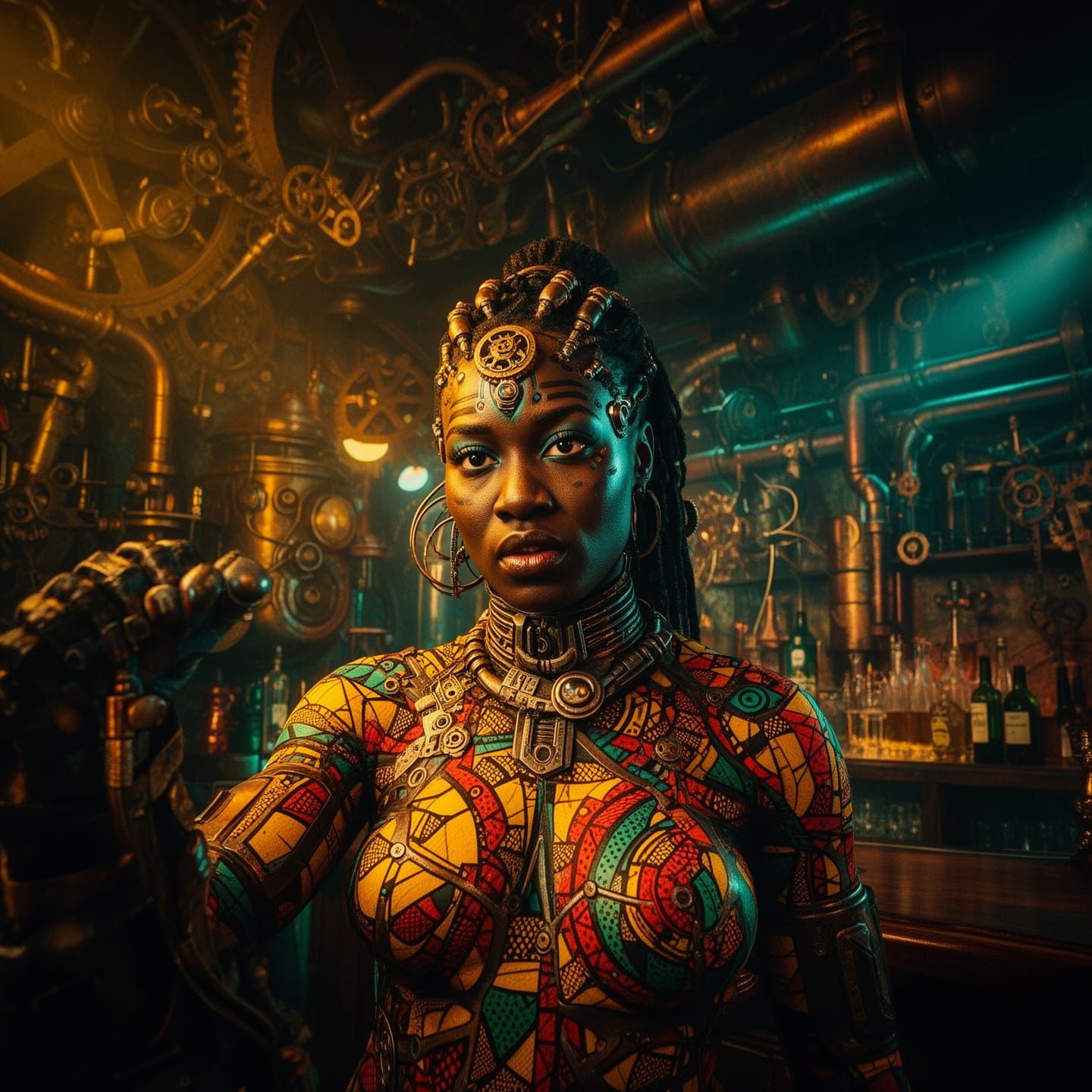 Steampunk Character with Vibrant Colors and Dynamic View